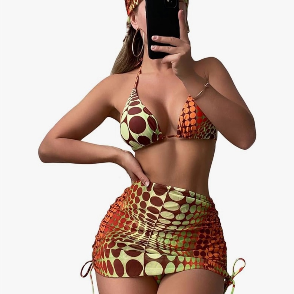 Stylish Orange and Brown Bikini Set